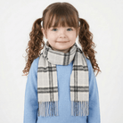 100% Cashmere Tartan Mini Scarf for Kids - Soft Children’s Luxury Scarf - THOMSON PALE GREY - Heritage Of Scotland -