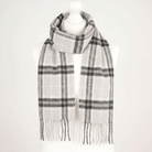 100% Cashmere Tartan Mini Scarf for Kids - Soft Children’s Luxury Scarf - THOMSON PALE GREY - Heritage Of Scotland -