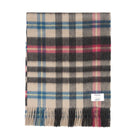 100% Cashmere Wide Tartan Scarf Mile Check - Pearl/Pewter - Heritage Of Scotland - Mile Check - Pearl/Pewter