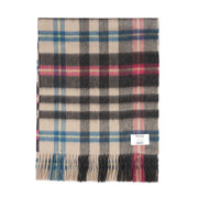 100% Cashmere Wide Tartan Scarf Mile Check - Pearl/Pewter - Heritage Of Scotland - Mile Check - Pearl/Pewter