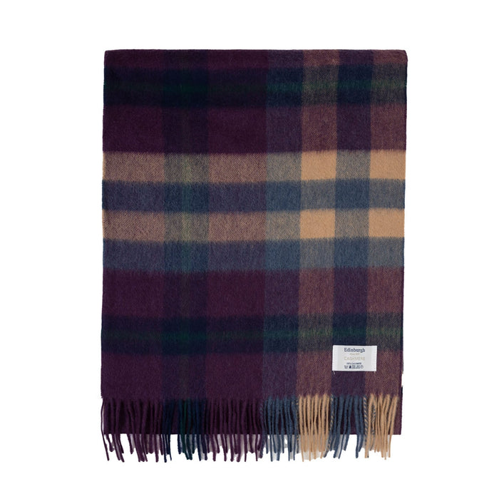 100% Cashmere Wide Tartan Scarf Scots Check – Eminence/Camel - Heritage Of Scotland - Scots Check – Eminence/Camel