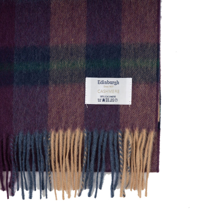 100% Cashmere Wide Tartan Scarf Scots Check – Eminence/Camel - Heritage Of Scotland - Scots Check – Eminence/Camel