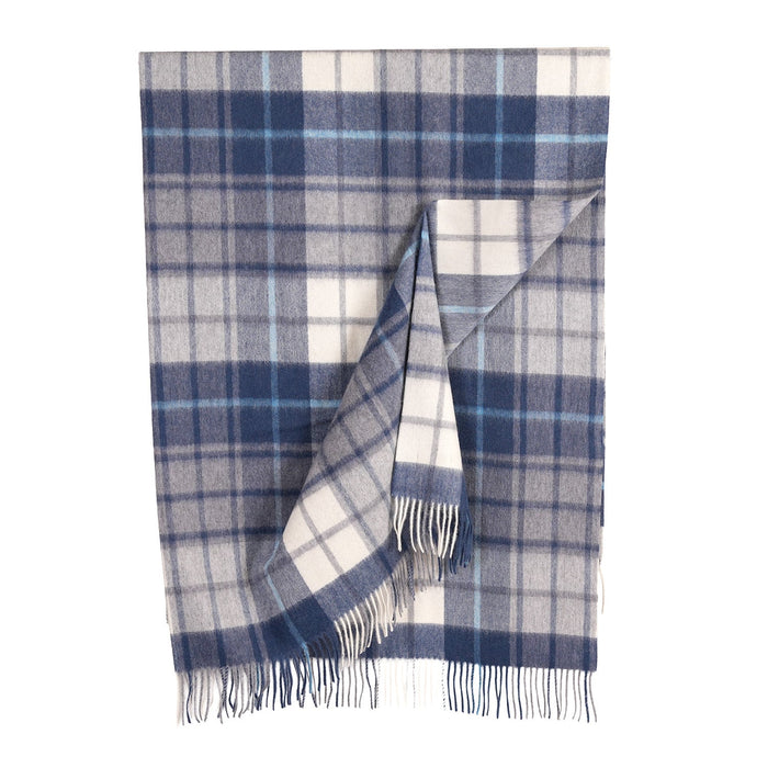 100% Lambswool Blanket Mill Check Navy - Heritage Of Scotland - MILL CHECK NAVY