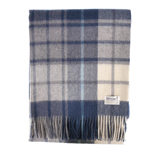 100% Lambswool Blanket Mill Check Navy - Heritage Of Scotland - MILL CHECK NAVY
