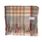 100% Lambswool Blanket – Soft, Warm & Luxury Checked Throw - Heritage Of Scotland - CHEQUER TARTAN LT CAMEL/GREY