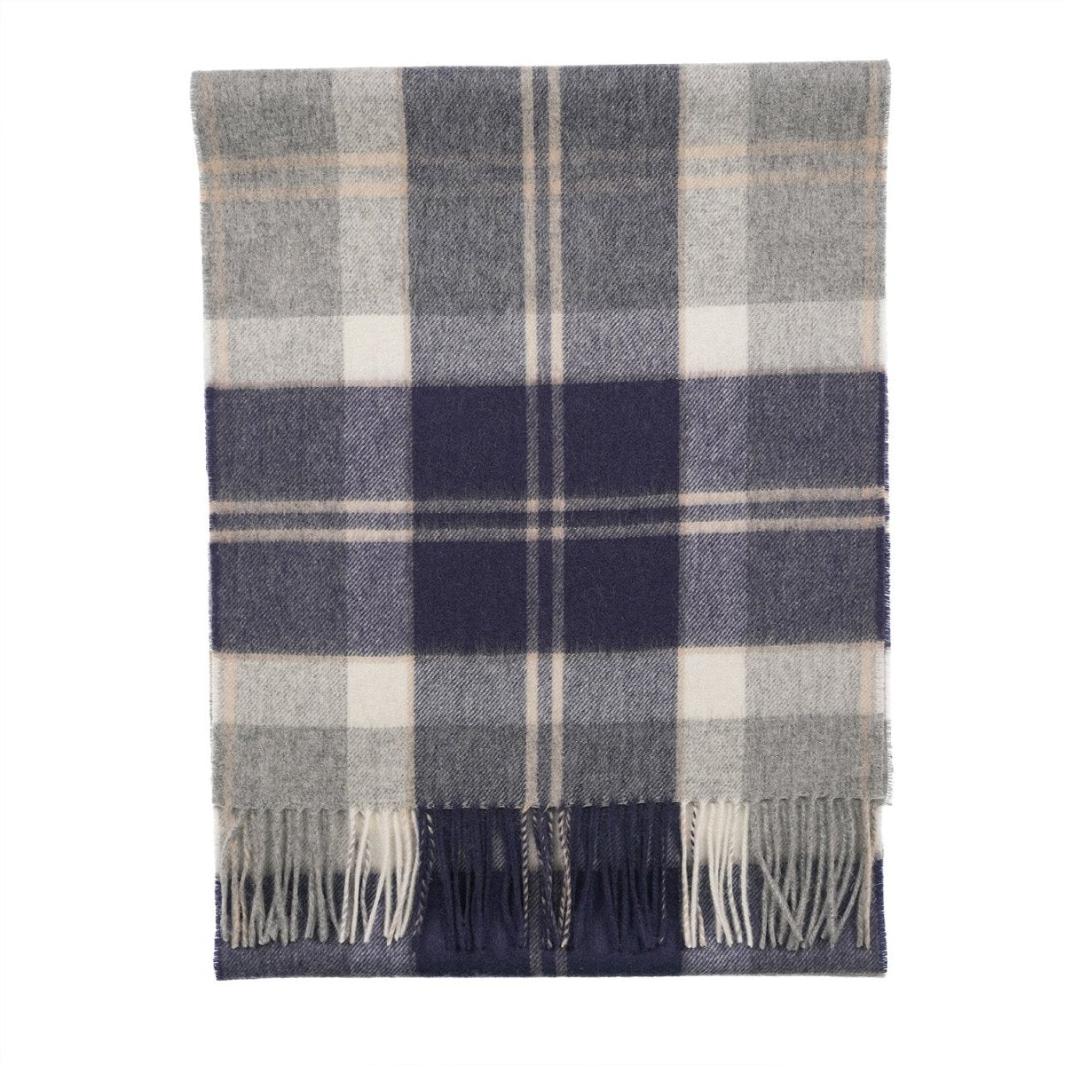 100% Lambswool Wide Scarf Soft Unisex Winter Wrap Heritage of Scotland - Bannockbane Silver Tartan - Heritage Of Scotland -