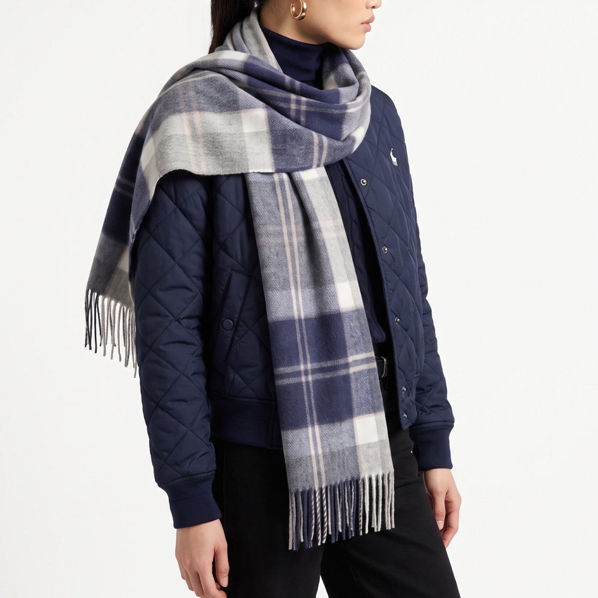 100% Lambswool Wide Scarf Soft Unisex Winter Wrap Heritage of Scotland - Bannockbane Silver Tartan - Heritage Of Scotland -