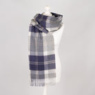 100% Lambswool Wide Scarf Soft Unisex Winter Wrap Heritage of Scotland - Bannockbane Silver Tartan - Heritage Of Scotland -