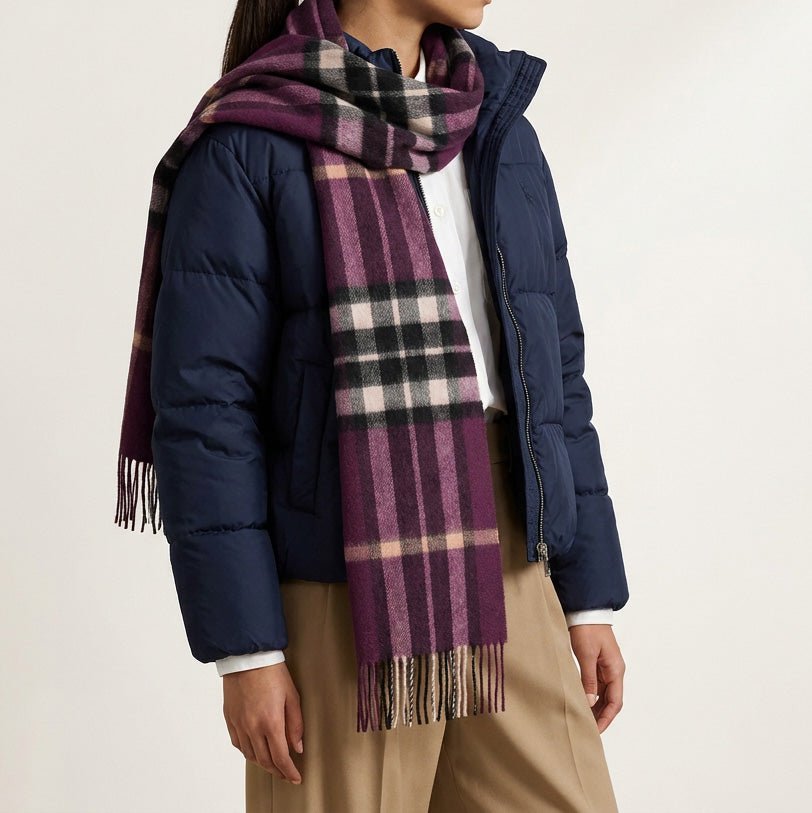 100% Lambswool Wide Scarf Soft Unisex Winter Wrap Heritage of Scotland - Enlarged Off Scotty Thomson Cabernet - Heritage Of Scotland -