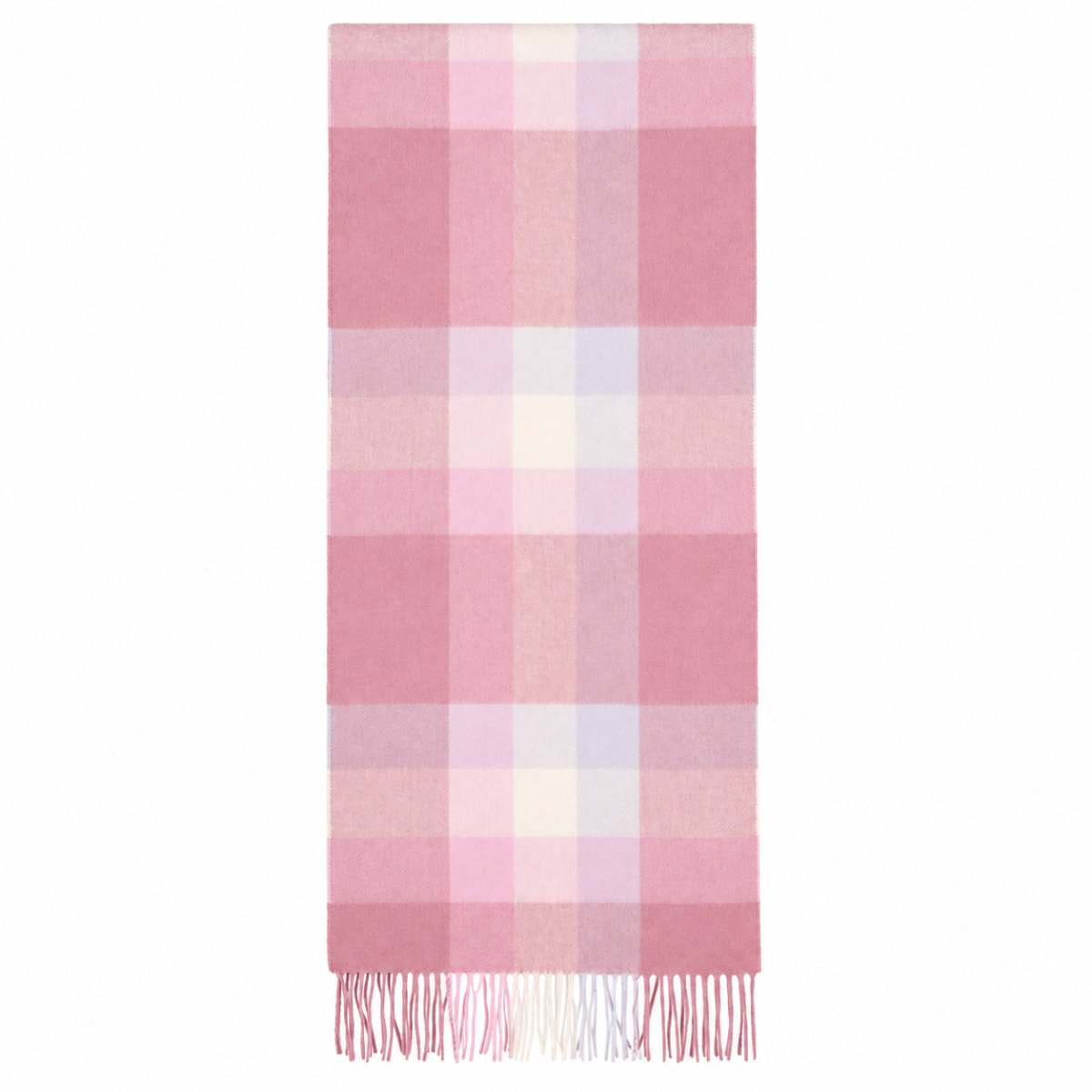 100% Lambswool Wide Scarf Soft Unisex Winter Wrap Heritage of Scotland - Galaxy Check Light Pink - Heritage Of Scotland -