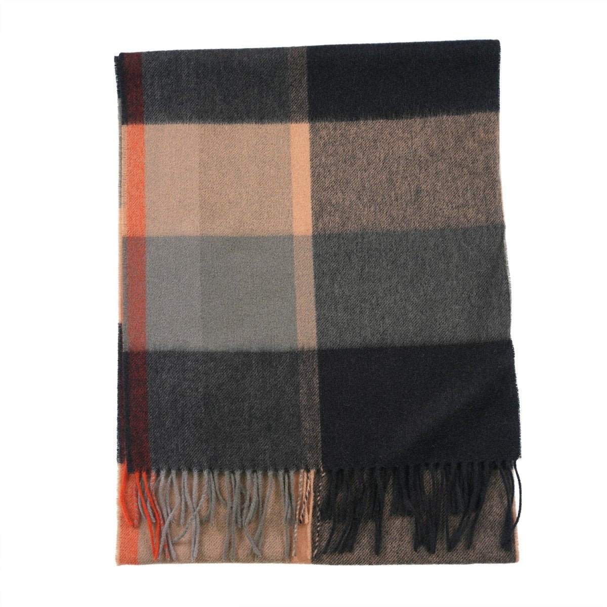 100% Lambswool Wide Scarf Soft Unisex Winter Wrap Heritage of Scotland - KIRKSTALL CHECK CAMEL - Heritage Of Scotland -