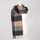 100% Lambswool Wide Scarf Soft Unisex Winter Wrap Heritage of Scotland - KIRKSTALL CHECK CAMEL - Heritage Of Scotland -