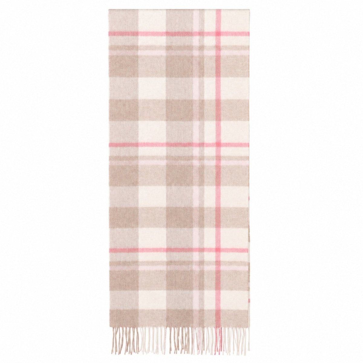 100% Lambswool Wide Scarf Soft Unisex Winter Wrap Heritage of Scotland - Orient Beige and Coral - Heritage Of Scotland -