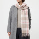 100% Lambswool Wide Scarf Soft Unisex Winter Wrap Heritage of Scotland - Orient Beige and Coral - Heritage Of Scotland -