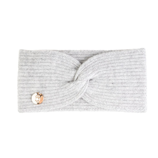 100% Luxury Cashmere Ladies Rib Headband Silver Clay - Heritage Of Scotland - SILVER CLAY