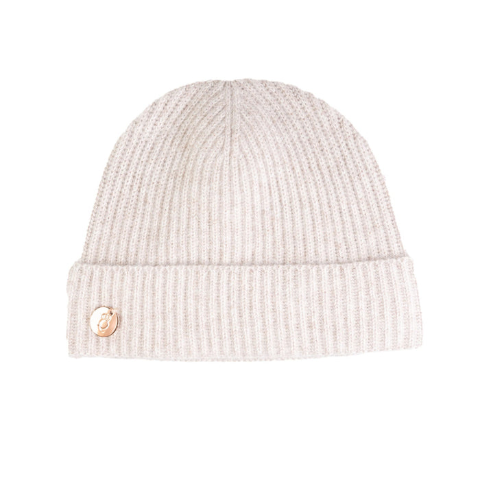 100% Luxury Cashmere Rib Turn - Up Hat Lightweight Beige - Heritage Of Scotland - LIGHTWEIGHT BEIGE