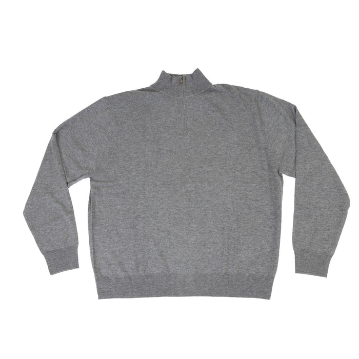 100% Merino Gents 1/2 Zip Sweater Pewter - Heritage Of Scotland - PEWTER