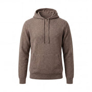 100% Merino Wool Hoodie with Pouch Pocket – BROWN MELANGE - Heritage Of Scotland - S