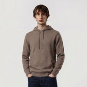 100% Merino Wool Hoodie with Pouch Pocket – BROWN MELANGE - Heritage Of Scotland - S