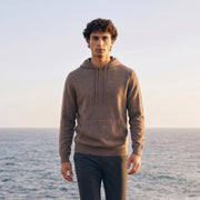 100% Merino Wool Hoodie with Pouch Pocket – BROWN MELANGE - Heritage Of Scotland - S