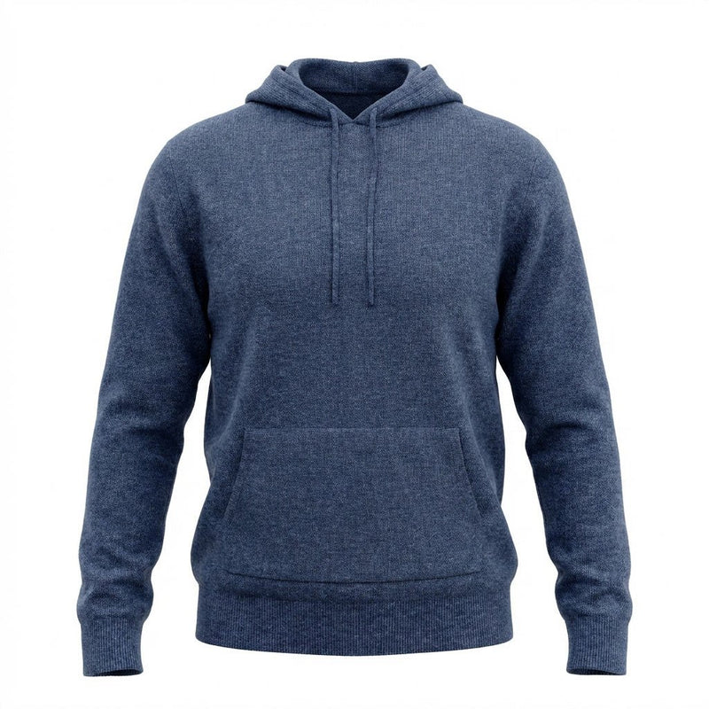 100% Merino Wool Hoodie with Pouch Pocket – DENIM - Heritage Of Scotland - S