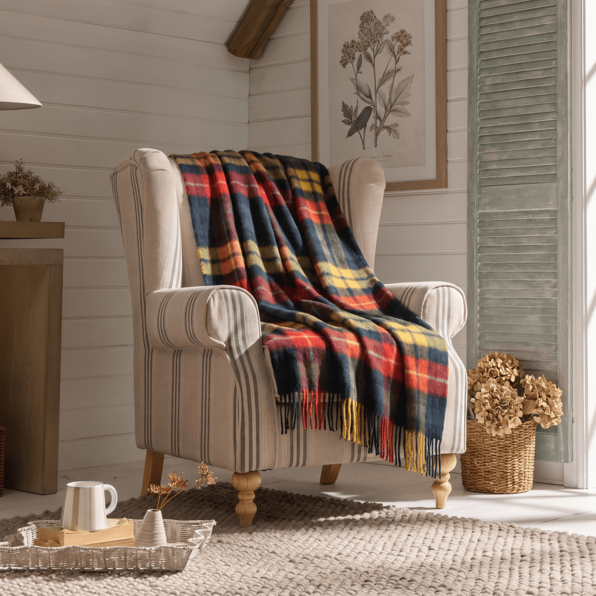 100% Pure Lambswool Blanket Throw – Luxury Soft Warm Wool Blanket - Home Décor - BUCHANAN MODERN - Heritage Of Scotland -