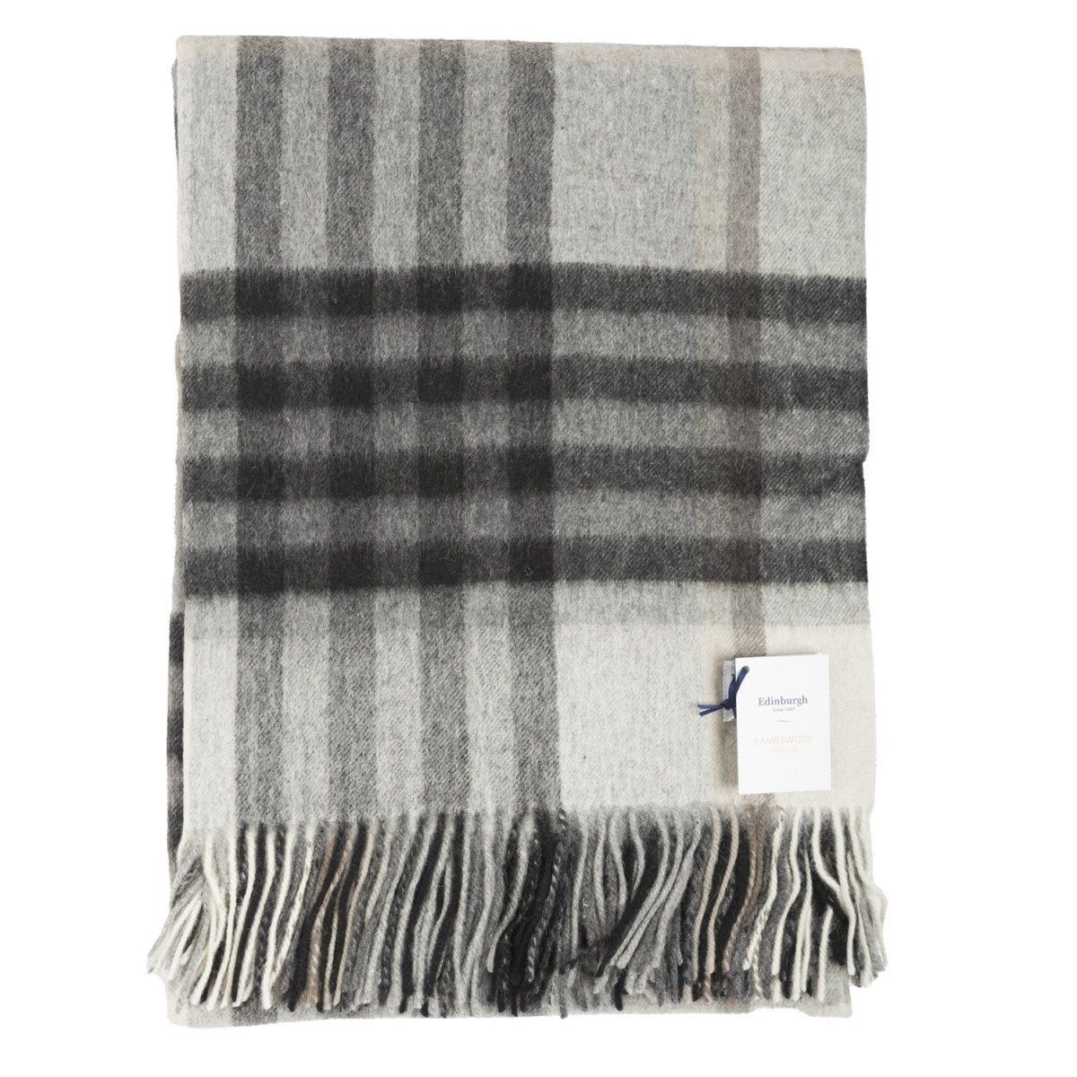 100% Pure Lambswool Blanket Throw – Luxury Soft Warm Wool Blanket - Home Décor - CHEQUER TARTAN GREY/TAUPE - 24529 - Heritage Of Scotland -