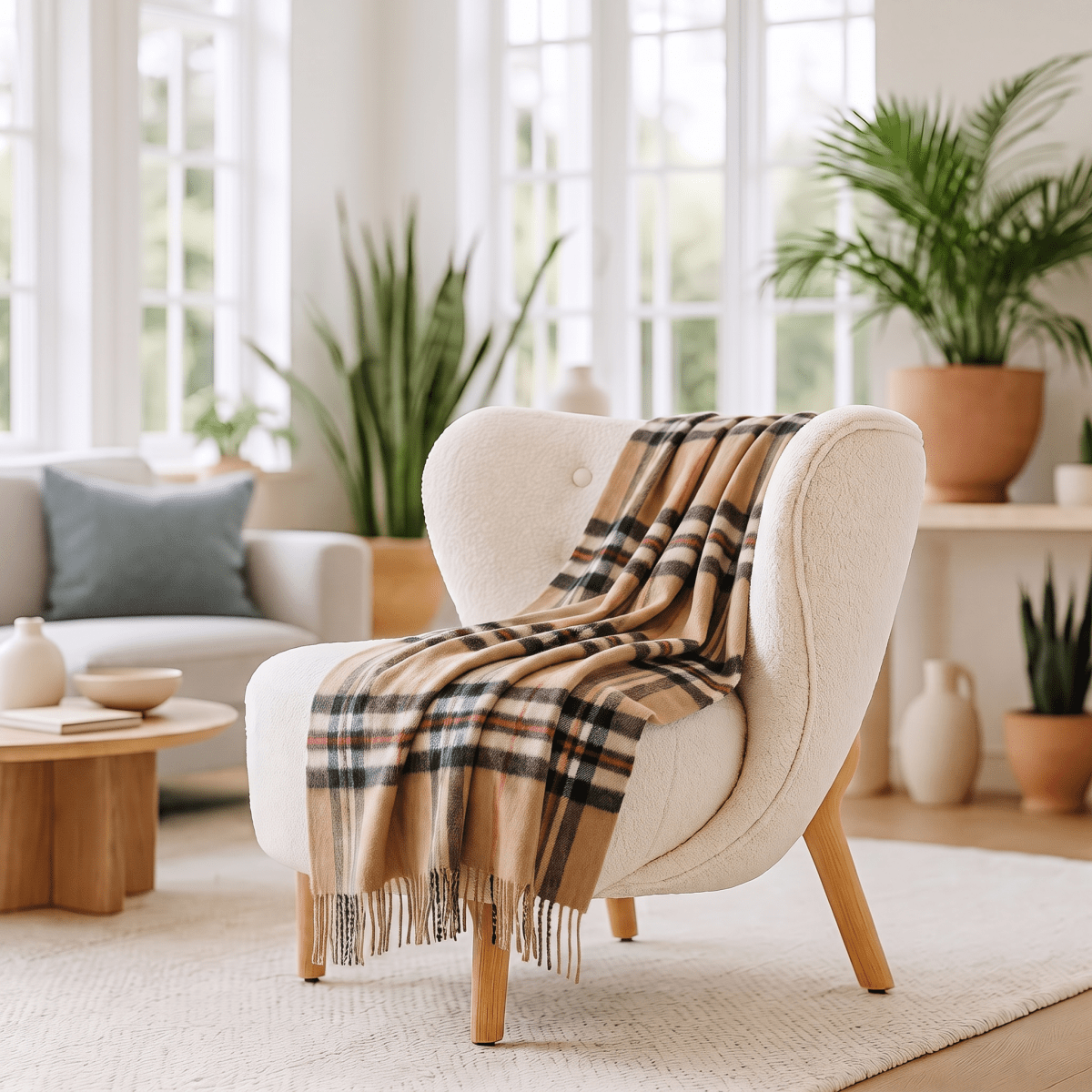 100% Pure Lambswool Blanket Throw – Luxury Soft Warm Wool Blanket - Home Décor - EXPLODED THOMSON CAMEL - Heritage Of Scotland -