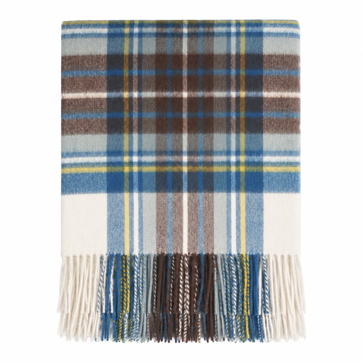 100% Pure Lambswool Blanket Throw – Luxury Soft Warm Wool Blanket - Home Décor - STEWART MUTED BLUE - Heritage Of Scotland -