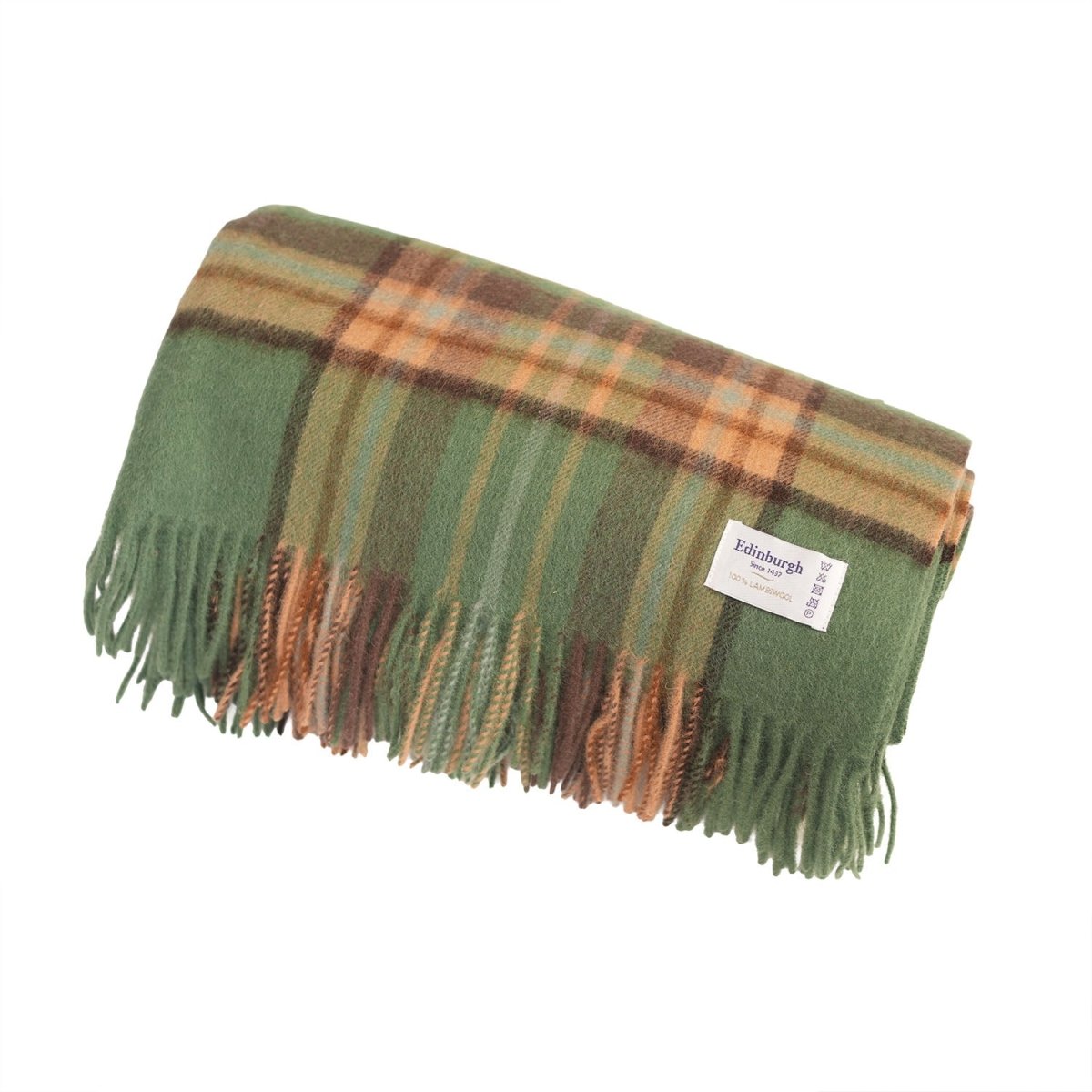 100% Pure Lambswool Tartan Blanket – Luxury Soft Warm Plaid Wool Throw - Home Décor - Royal Stewart Vintage Green - Heritage Of Scotland -