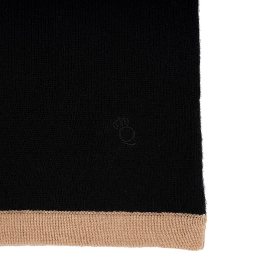 30% Cashmere Colour Block Poncho Camel Black Grey - Heritage Of Scotland - CAMEL BLACK GREY