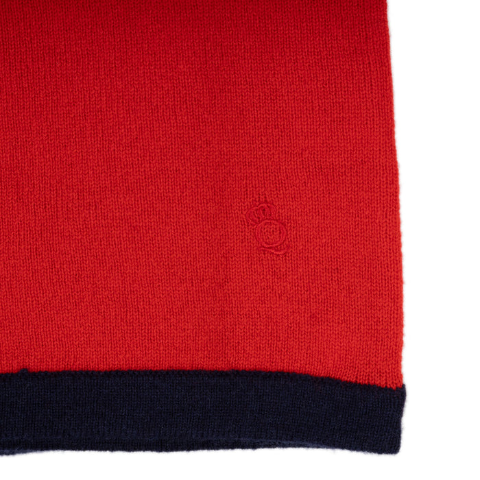 30% Cashmere Colour Block Poncho Navy Red White - Heritage Of Scotland - NAVY RED WHITE