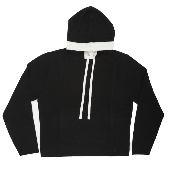 30% Cashmere Contrast Hoodie Black/ Angel - Heritage Of Scotland - BLACK/ ANGEL