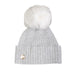 30% Cashmere Kids Ribbed Hat Rf Pom Pearl River/White With Black Pom - Heritage Of Scotland - PEARL RIVER/WHITE WITH BLACK POM