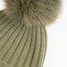 30% Cashmere Ladies Ava Rib Pom Pom Hat Olive/Olive Pom - Heritage Of Scotland - OLIVE/OLIVE POM