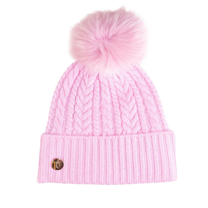 30% Cashmere Ladies Evecable Pom Pom Hat Cinderella/Cinderella Pom - Heritage Of Scotland - CINDERELLA/CINDERELLA POM