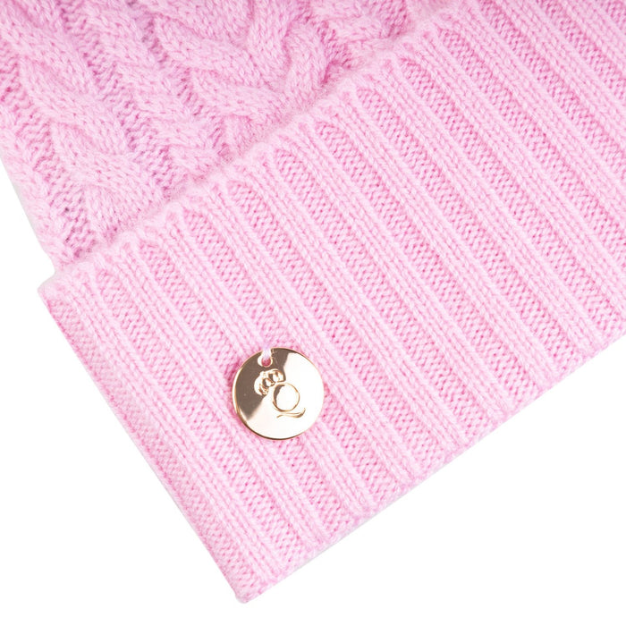 30% Cashmere Ladies Evecable Pom Pom Hat Cinderella/Cinderella Pom - Heritage Of Scotland - CINDERELLA/CINDERELLA POM