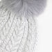 30% Cashmere Ladies Evecable Pom Pom Hat Pearl River/River Grey Pom - Heritage Of Scotland - PEARL RIVER/RIVER GREY POM