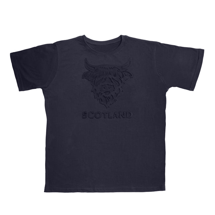 Adults T-Shirt Embossed Highland Cow Scotland