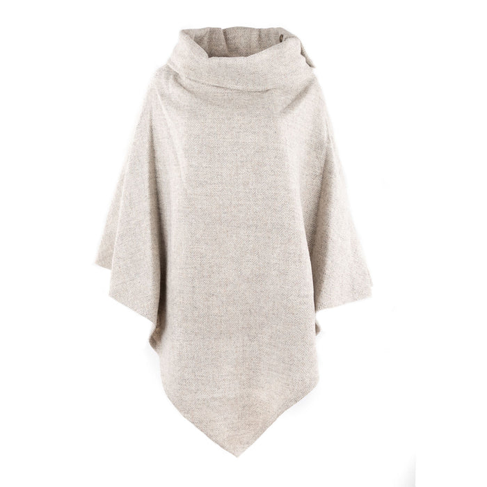 Ladies Harris Tweed Poncho Lt Natural Herringbone