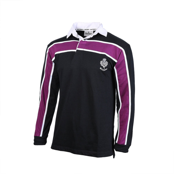 Gents Long Sleeve Purple Stripe Scotland Rugby Shirt