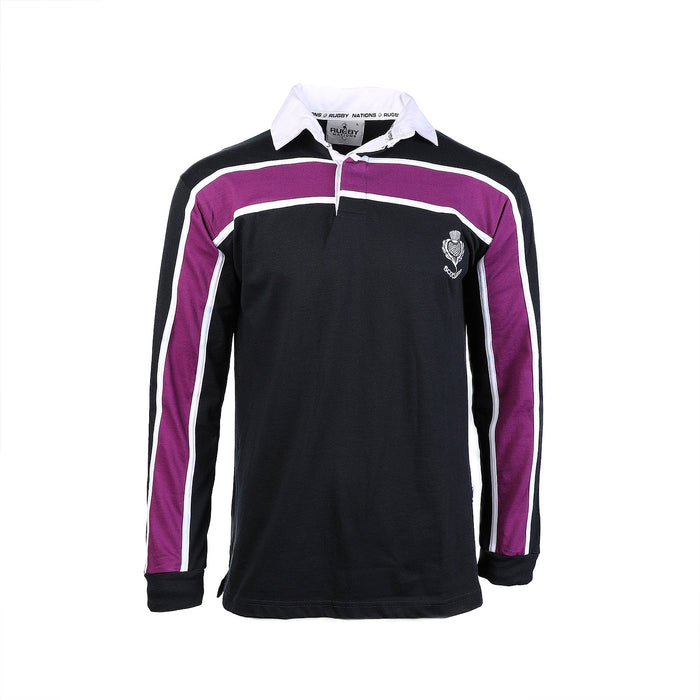 Herren L / S Purple Stripe Rugby Shirt