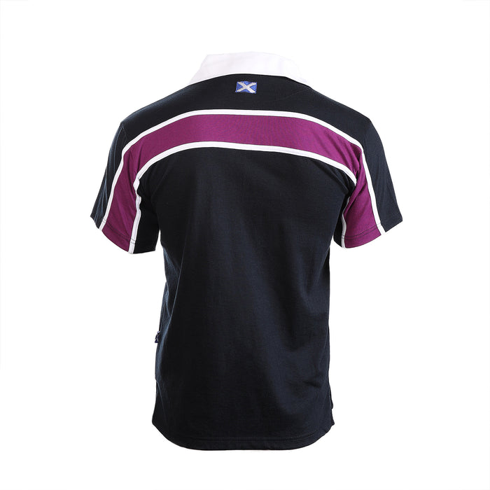 Gents Short Sleeve Purple Stripe Scotland Rugby Shirt