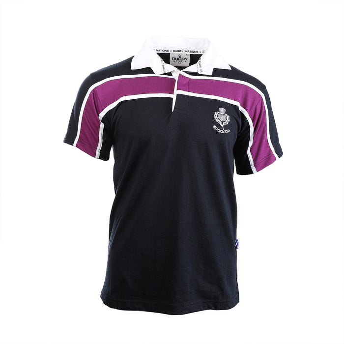 Gents Short Sleeve Purple Stripe Scotland Rugby Shirt