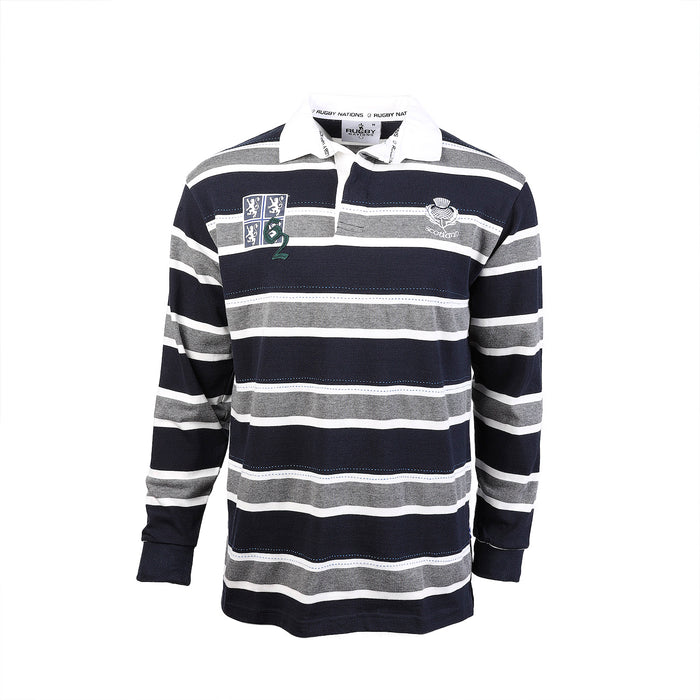 Herren L / S '62 Edinburgh High Rugby Shirt Grau / Marine