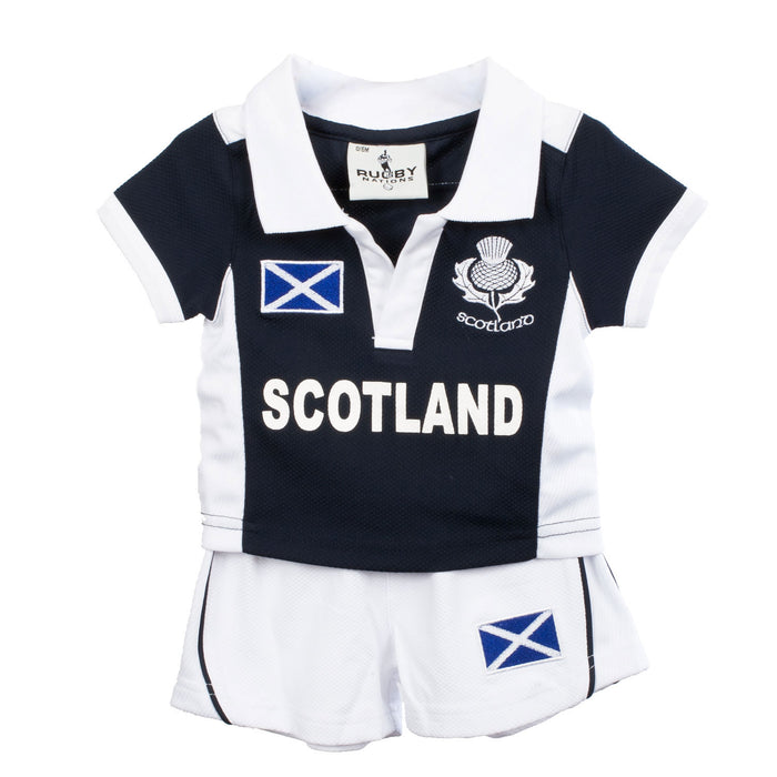 Kids Cool Scotland Rugby Shirt & Shorts Kit Navy