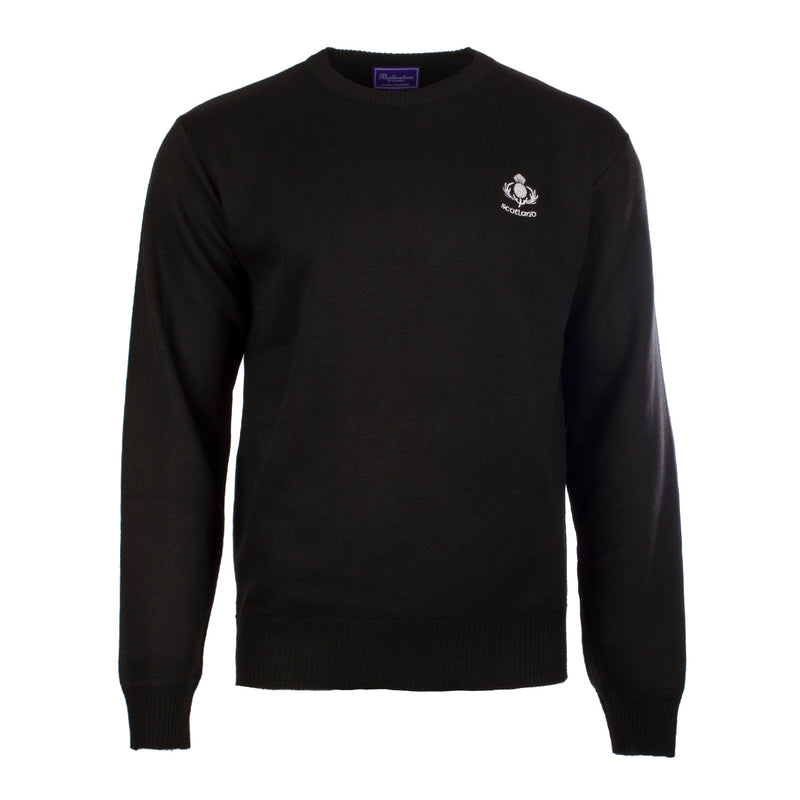 Men's Ballantrae Thistle C Neck Jumper Black