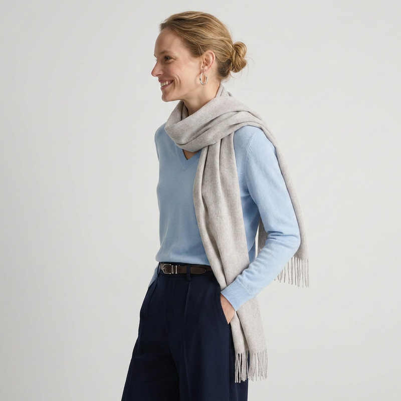 Edinburgh Cashmere Scarf Oyster Grey