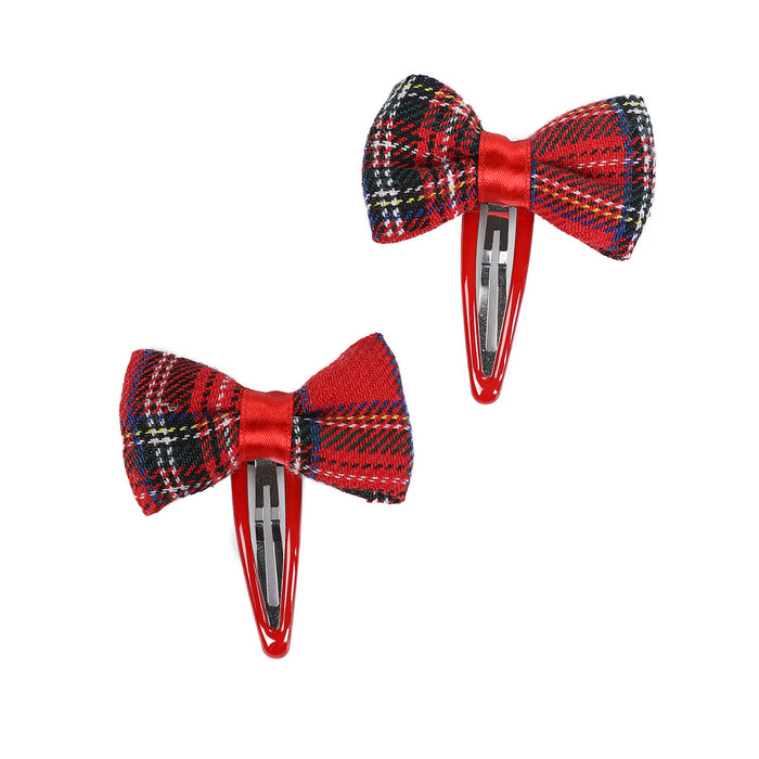 Tartan Hair Clips Red