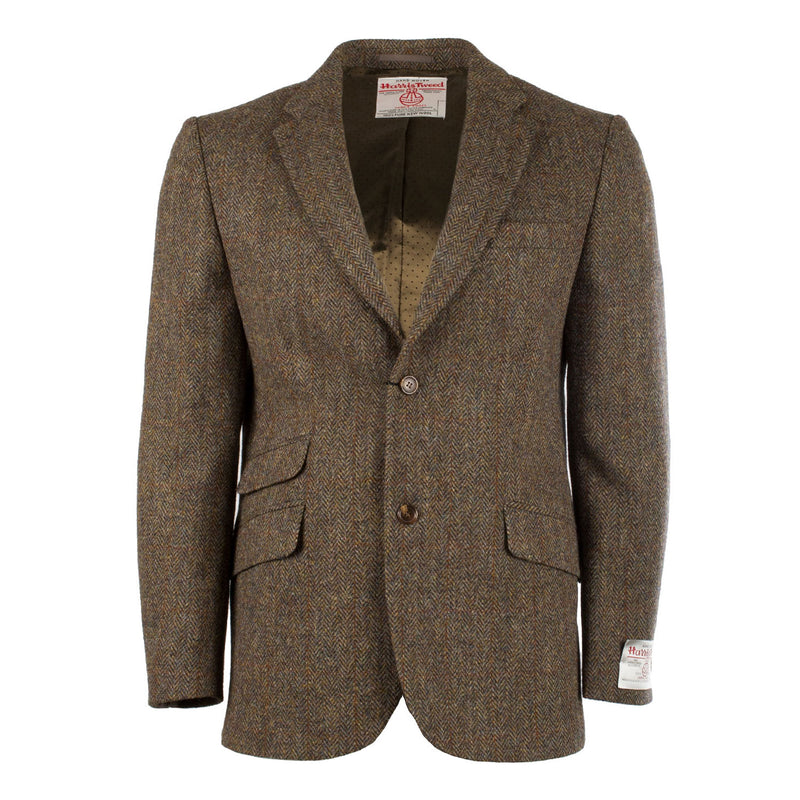 Herren Harris Tweed Harris Jacke Brown Fischgrätenmuster